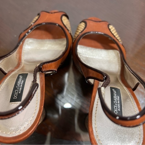 DOLCE & GABBANA python & cow leather platform peeptoe slingback sandals EUC 7 - Picture 9 of 10